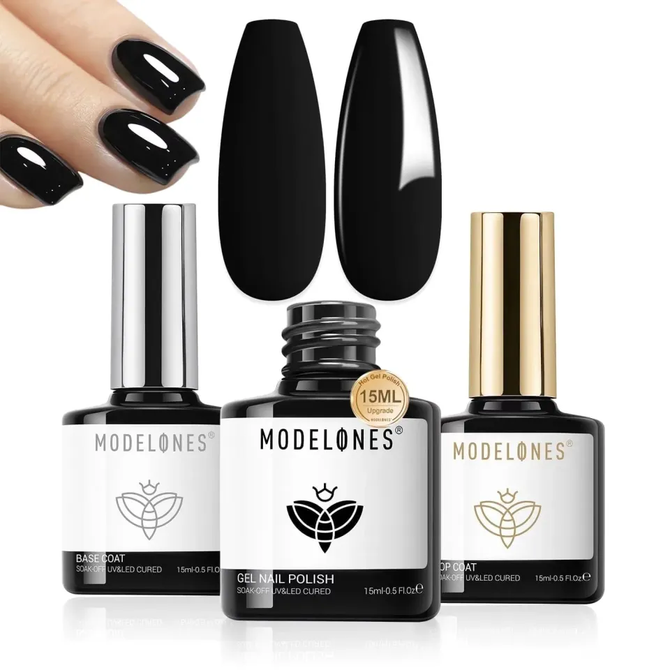Modelones Base Top Coat Black gellack set 3-pack blank