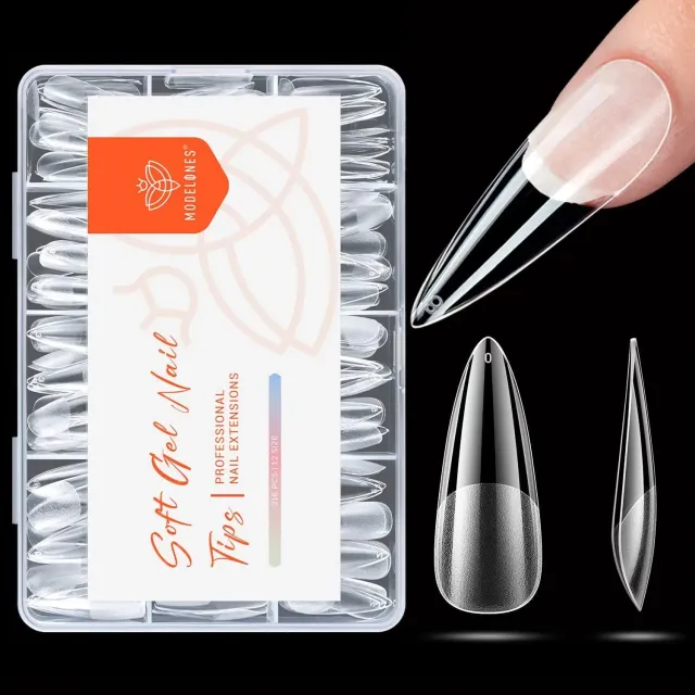 modelones Long Stiletto lösnaglar klara 216-pack