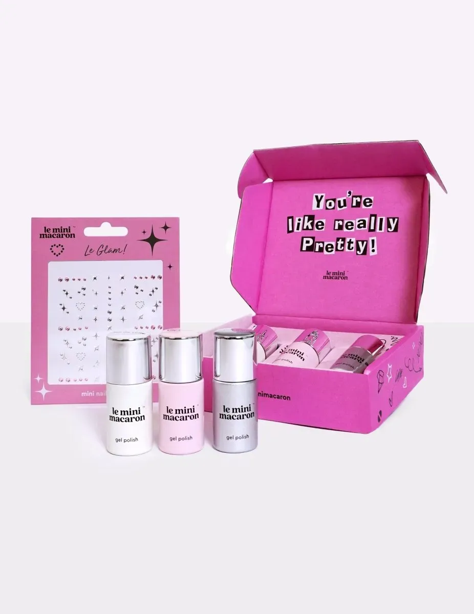 Le Mini Macaron Y2K gellack trio 3 nyanser + stickers