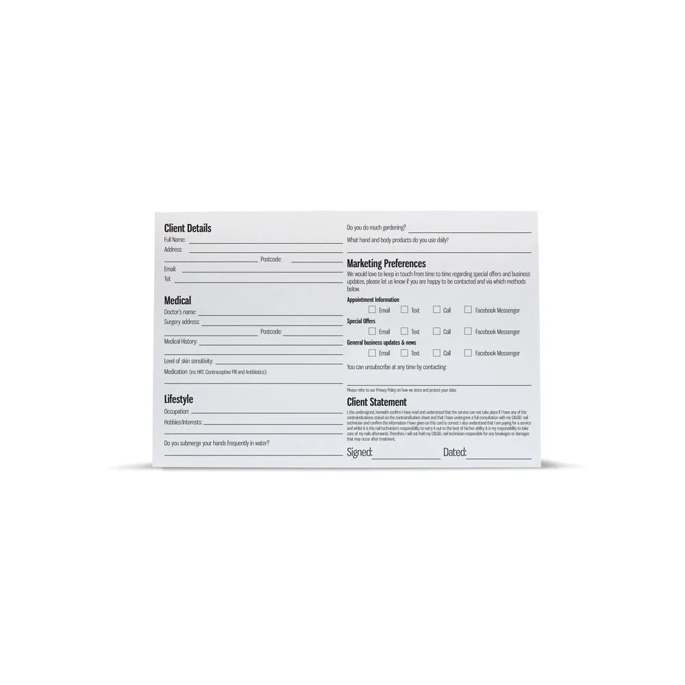Iz Beauty Client Information Cards kundkort 25-pack papper