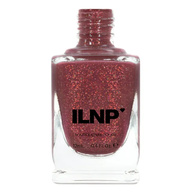 ILNP Cross My Heart nagellack röd holografisk jelly