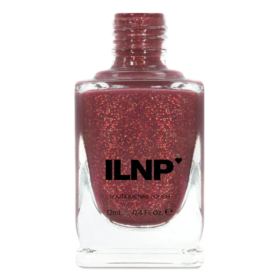 ILNP Cross My Heart nagellack röd holografisk jelly