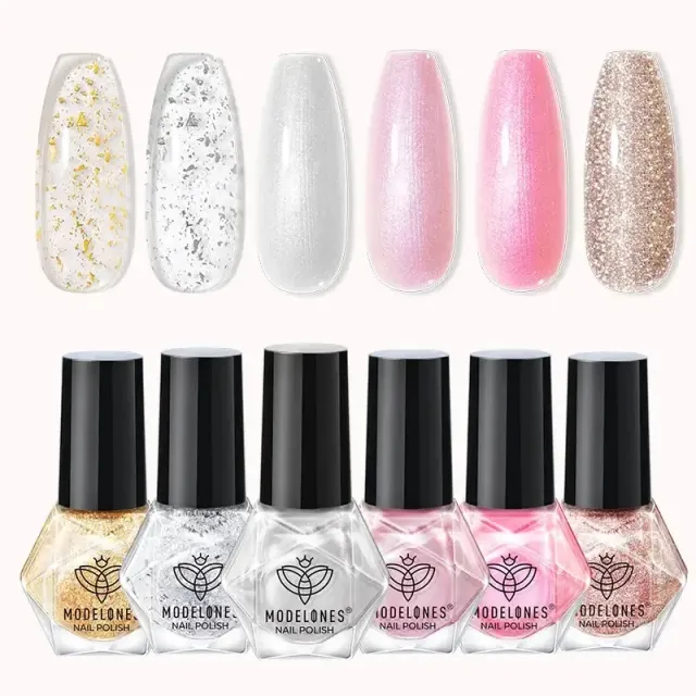 Modelones Pixie Dust nagellack 6-pack guld rosa silver