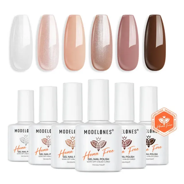 modelones Cocoa Cream gellackset 6-pack brun beige