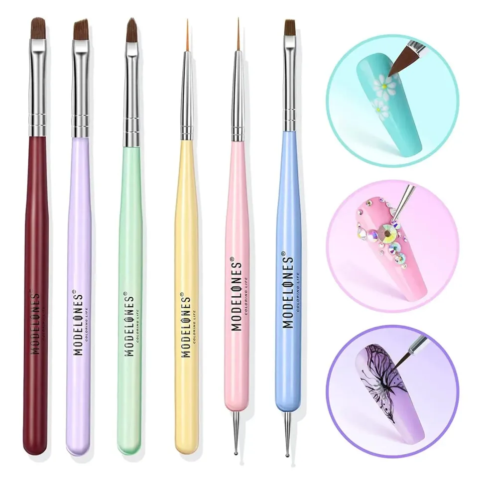 modelones Nail Art Liner penselset 6-pack tunn