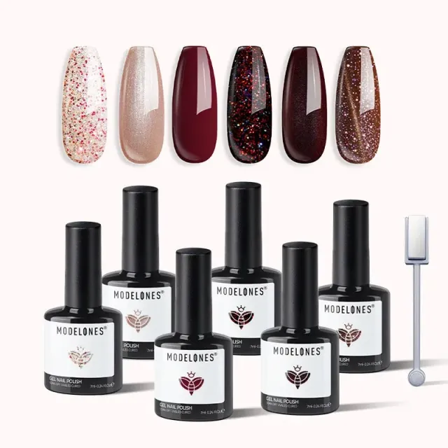 Modelones Galactic Brown gellack 6-pack brun glitter