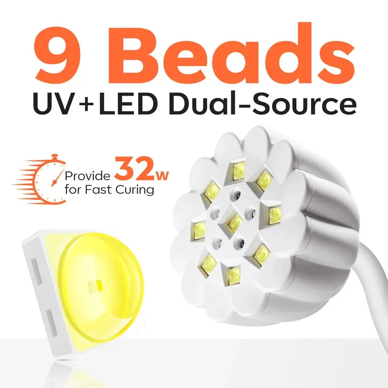 Modelones 30W UV Gooseneck LED nagellampa svanhals 60s