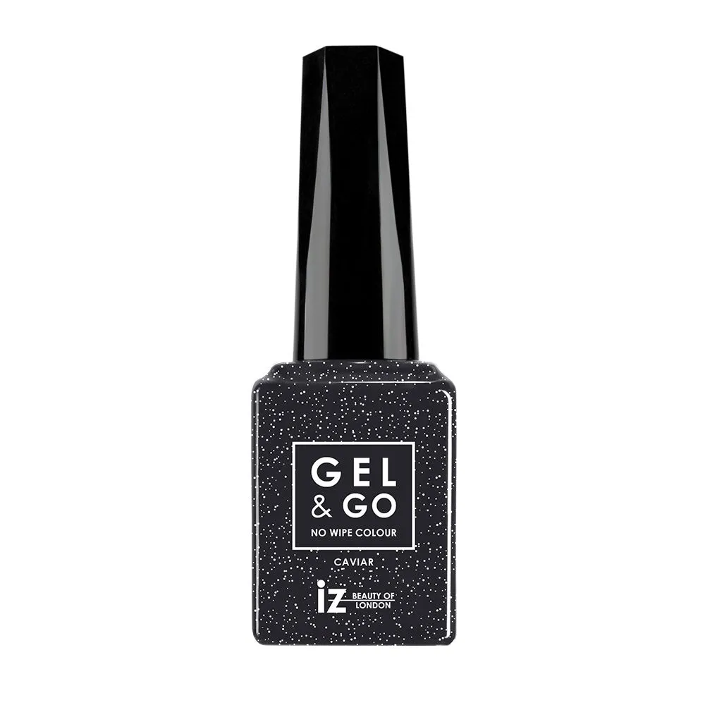 Iz Beauty GEL&GO GG1068 Caviar gellack 12ml svart glitter