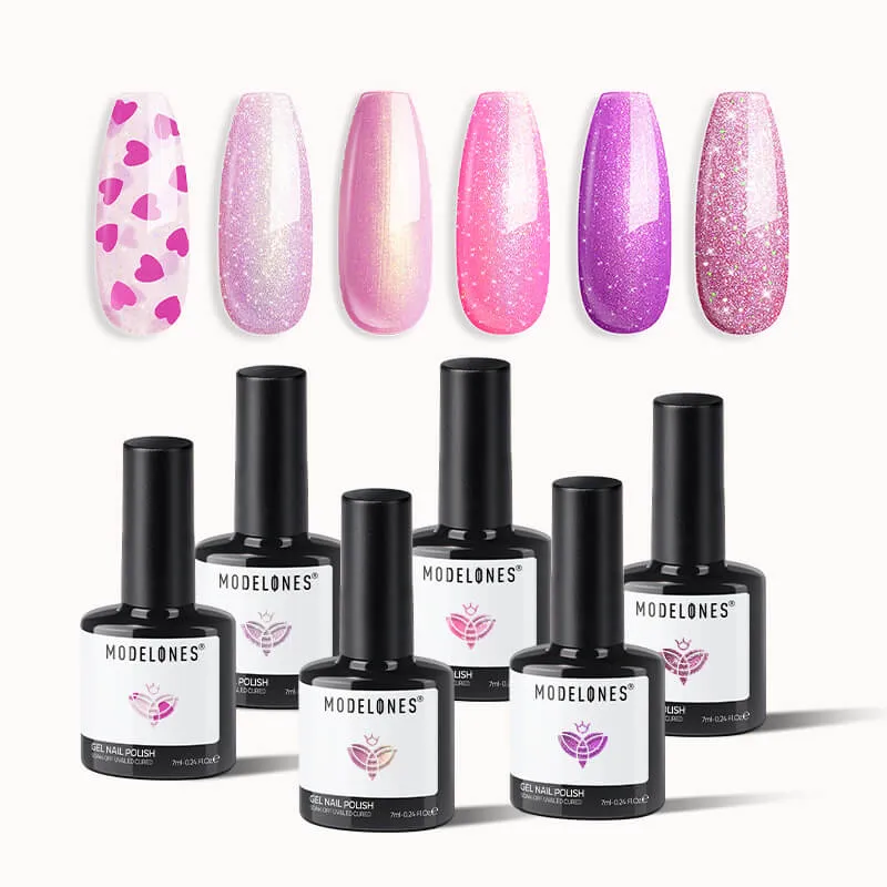 Modelones Sweetheart Bloom gellack 6 färger rosa