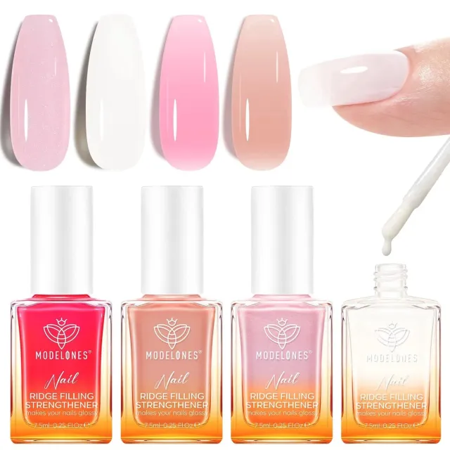 Modelones nagelstärkare kit 4-pack milky nude glitter