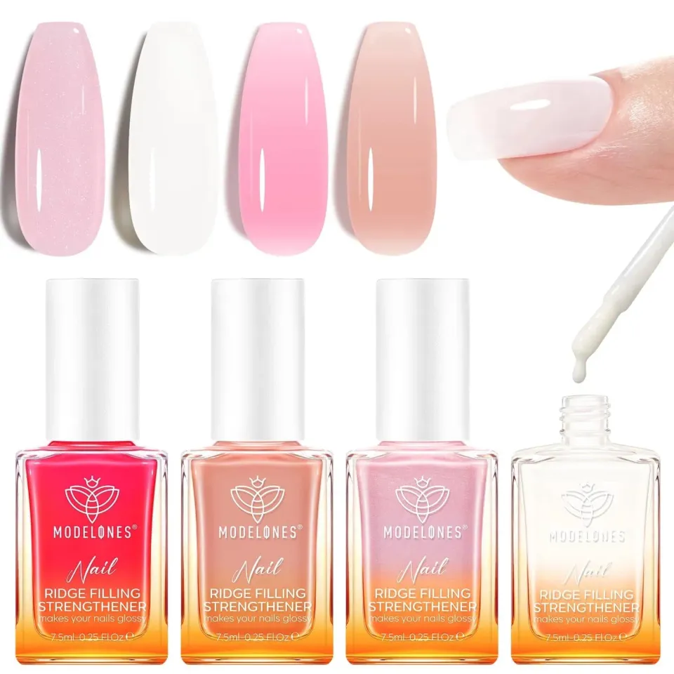 Modelones nagelstärkare kit 4-pack milky nude glitter