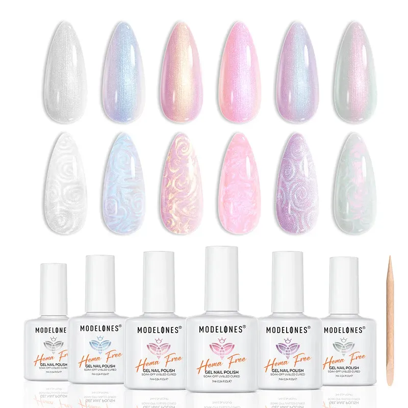 modelones sugar galaxy gellack set 6 färger skimrande