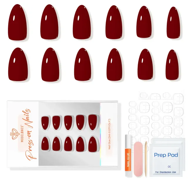 modelones Classic Burgundy lösnaglar vinröd cream