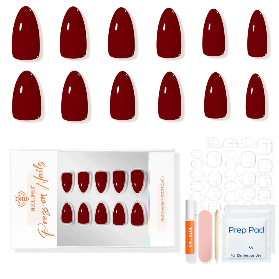 modelones Classic Burgundy lösnaglar vinröd cream