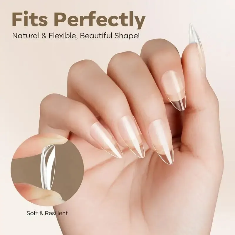 Modelones Semi-Frosted Medium Almond lösnaglar 216-pack halvmatt