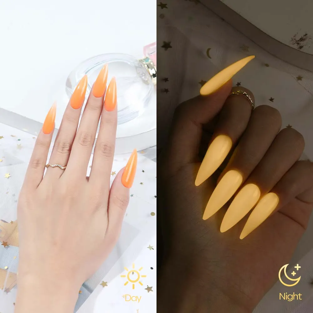 modelones luminous polygel fluorescent orange 15g selvlysande