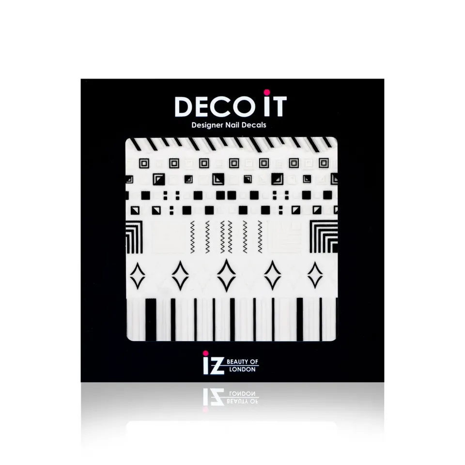 Iz Beauty Monochrome Strike nageldekaler svartvit geometrisk