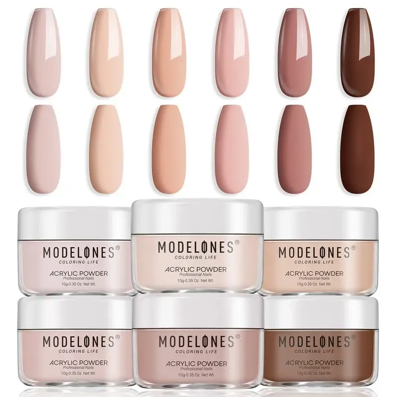 modelones Mocha akrylpulverset 6 bruna nyanser