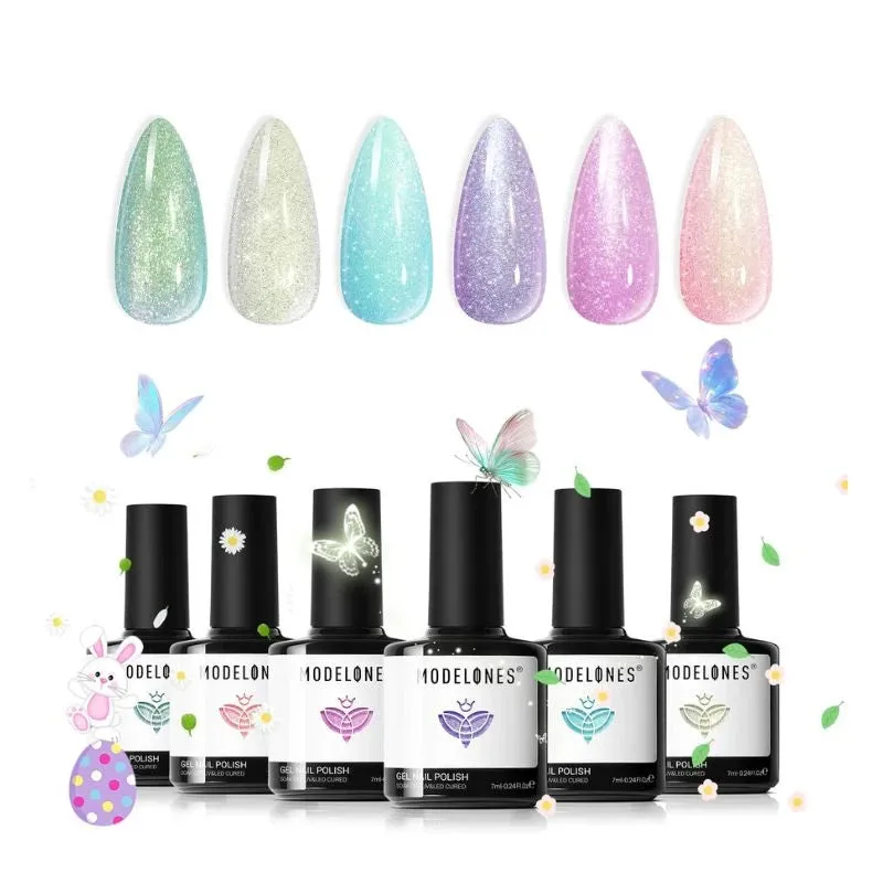 Modelones Glitter Butterfly gellack set 6 färger