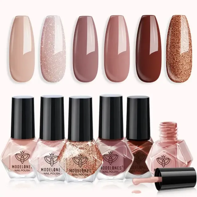 modelones Ice Latte nagellack 6-pack brun beige krämig