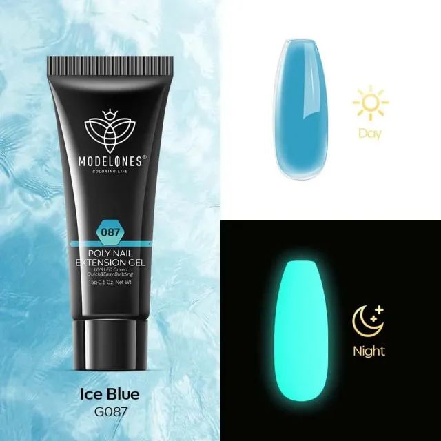 modelones ice blue polygel naglar ljusblå 15g