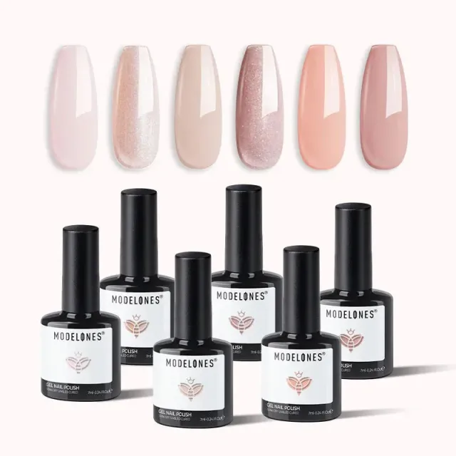 modelones Hazed Haven gellack set 6 färger nude