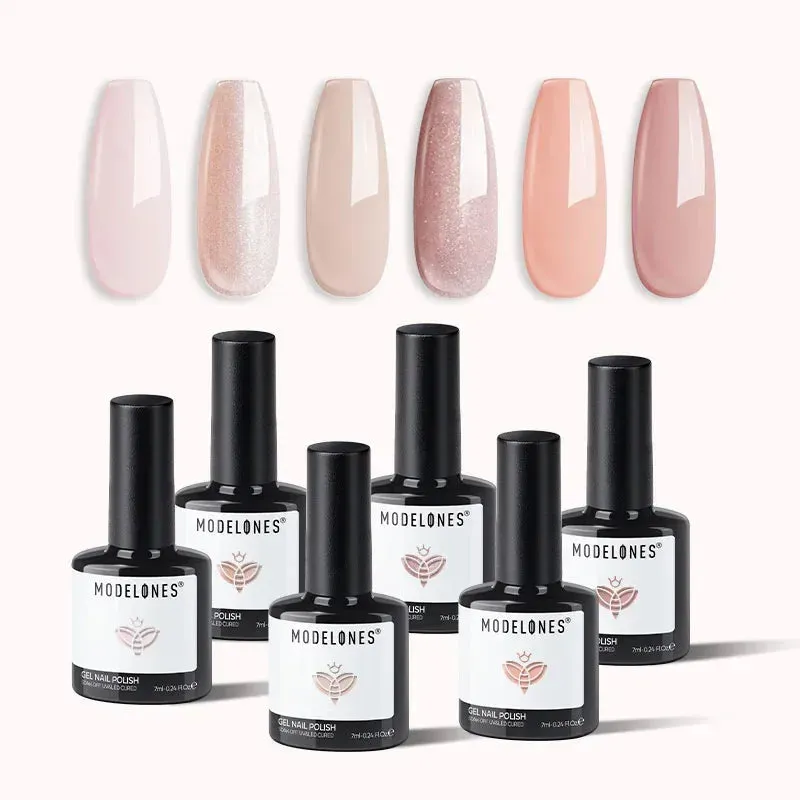 modelones Hazed Haven gellack set 6 färger nude