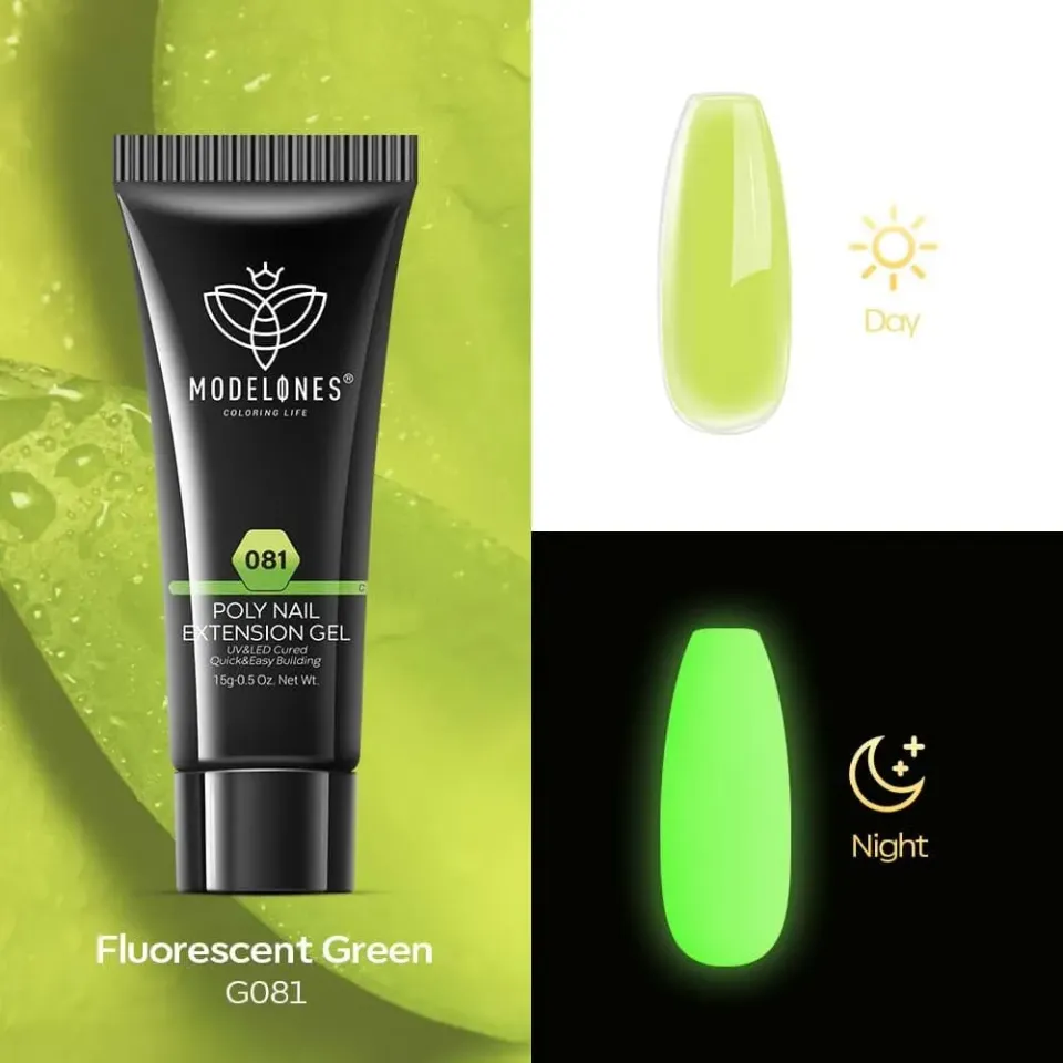 modelones fluorescent green polygel naglar grön 15g