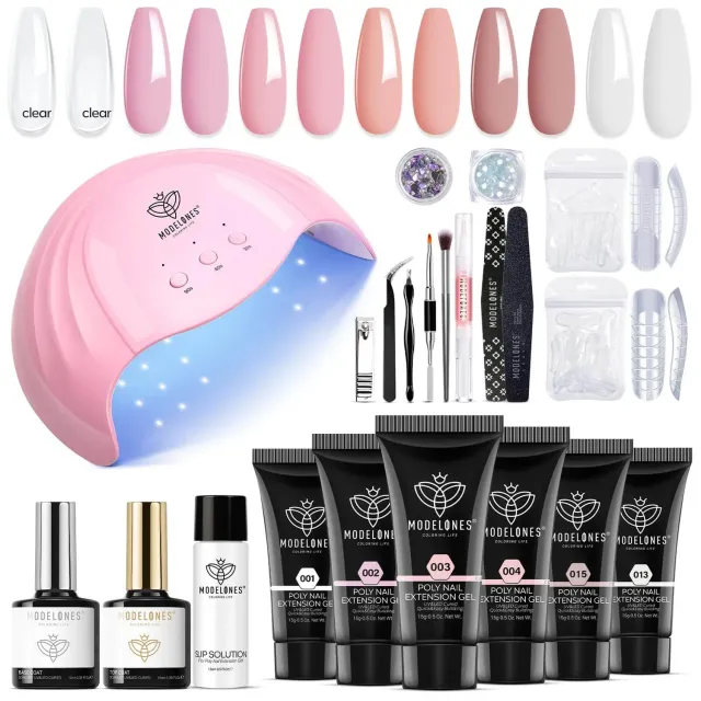 Modelones Pink Empire polygel rosa förlängning