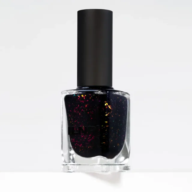 ILNP No Return nagellack svart aubergine flakies