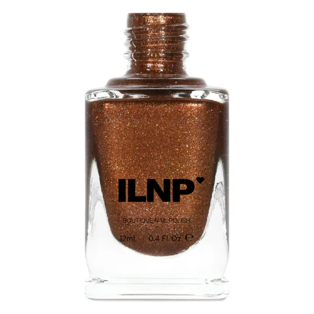 ILNP Cabin Fever nagellack bränd orange holographic