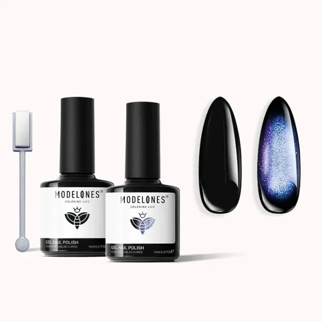 modelones Cosmic Explosion cat eye gellack 2-pack svart 7 ml
