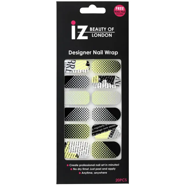 Iz Beauty Newspaper Print nagelwraps mönster
