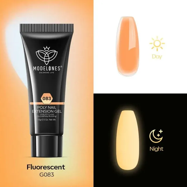 modelones luminous polygel fluorescent orange 15g selvlysande