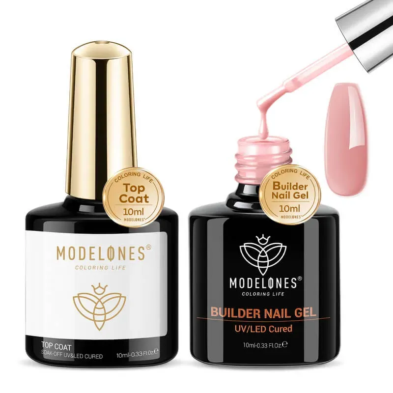modelones 8-i-1 Rose Pink builder gel + top coat set 2x10 ml