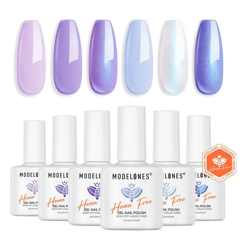 Modelones Starry Cosmos gellackset 6-pack lila hemafri