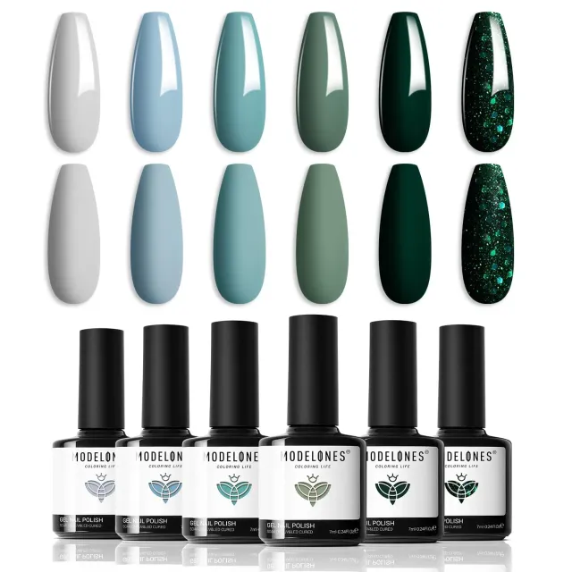 Modelones Green Blue Grey gellack 6x7ml grön blå