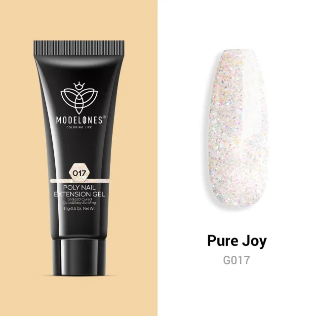 modelones Pure Joy polygel 15 g vit glitter
