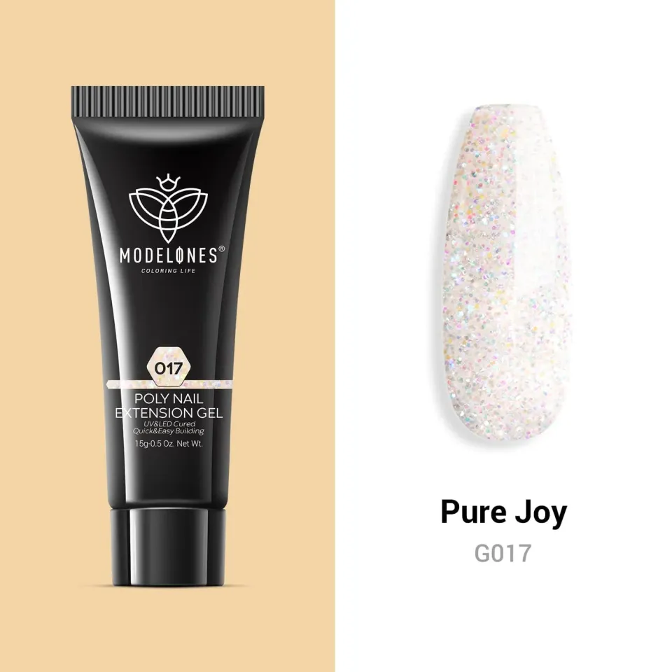 modelones Pure Joy polygel 15 g vit glitter