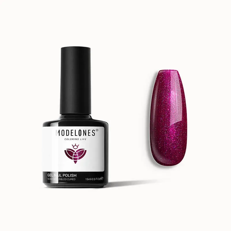 Modelones Inspire Gel Ruby Night gellack 15 ml röd shimmer