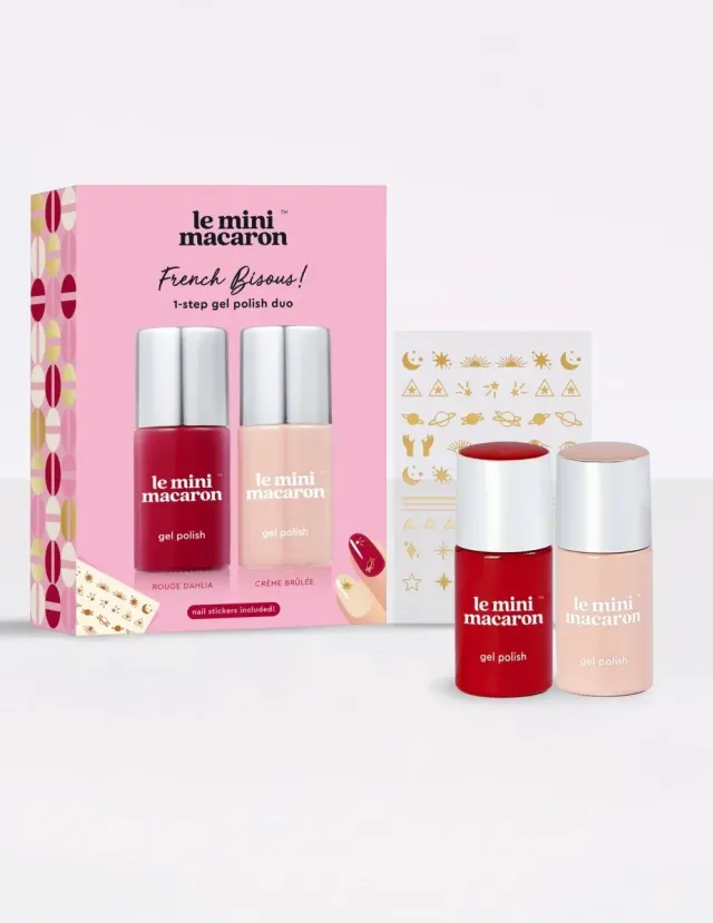 Le Mini Macaron French Bisous gellack duo bordeaux nude