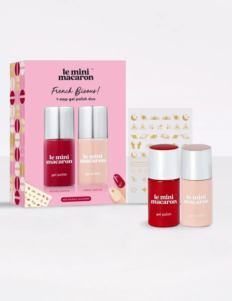 Le Mini Macaron French Bisous gellack duo bordeaux nude