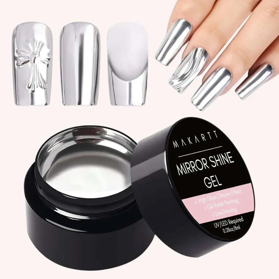 Makartt Mirror Metallic Gel nagellack Silver spegeleffekt