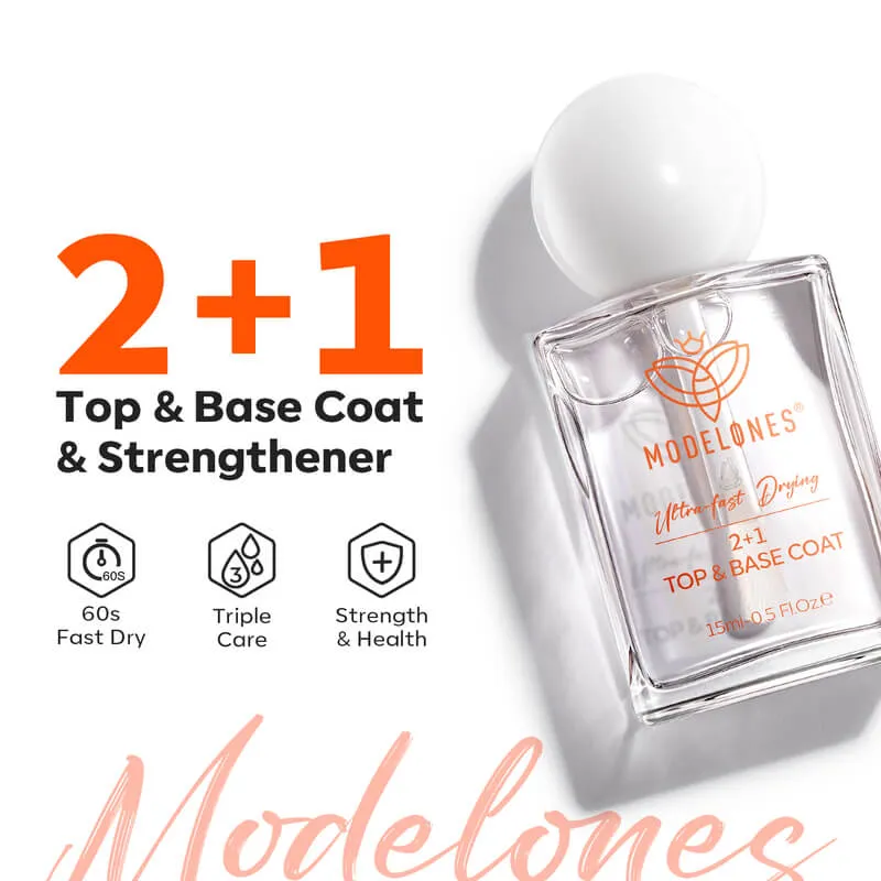 Modelones 3 in 1 Top & Base Coat nagellack snabbtorkande