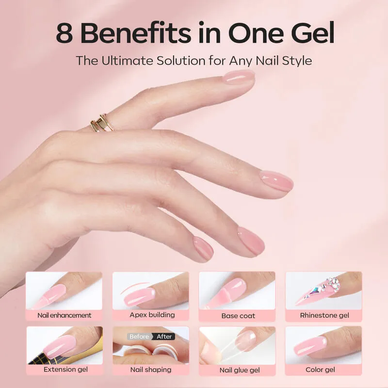 modelones 8-i-1 Rose Pink builder gel + top coat set 2x10 ml
