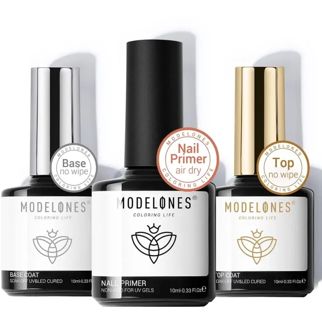 Modelones Top Base Primer gellack 3-pack no wipe 10 ml