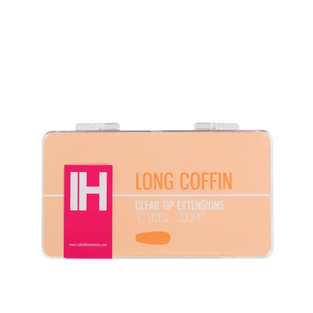 Iz Beauty Long Coffin nageltippar klara 200-pack
