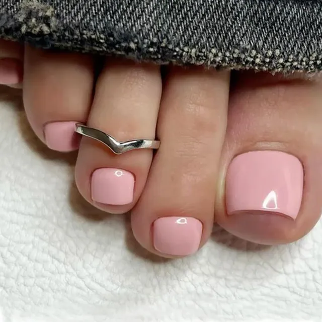 modelones toenails löstånaglar kort rosa 36-pack