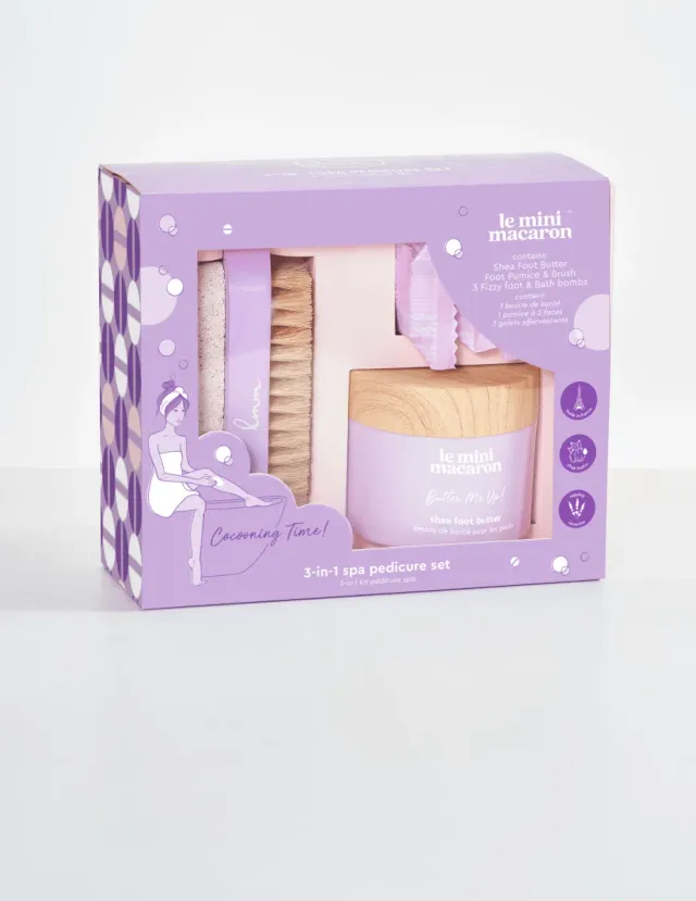 Le Mini Macaron Cocooning Time fotvårdsset 3-i-1
