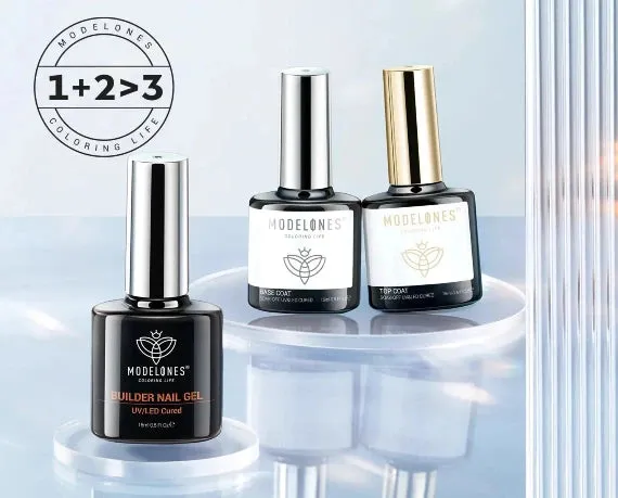 Modelones 8-in-1 Builder gelset clear med topp- och baslack